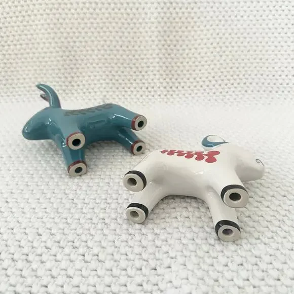 IKEA Vinterfint Set of 2 Ceramic Deer Goat White Blue Folk Figurines 2022 - Picture 4 of 6